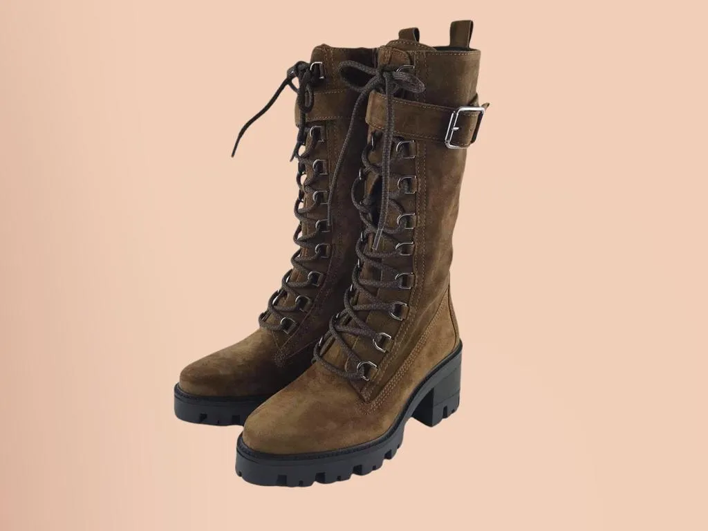 Alpe | Botas de mujer con cordones y cremallera ante Laura chocolate
