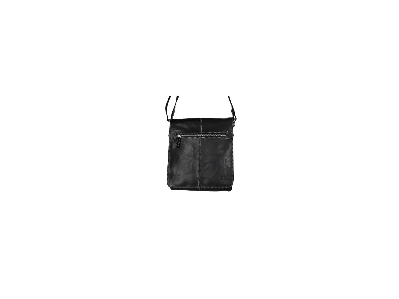 Bolso Caballero Piel Negro Cremallera Solapa
