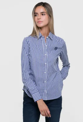 Camisa a cuadros de mujer modelo logo azul marino