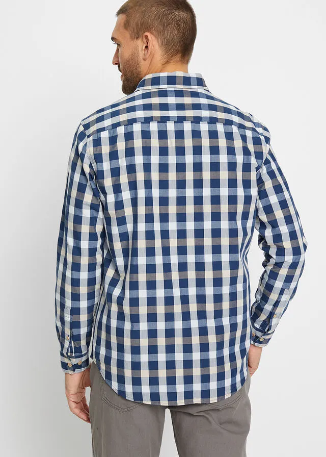 Camisa de manga larga Azul almirante de cuadros