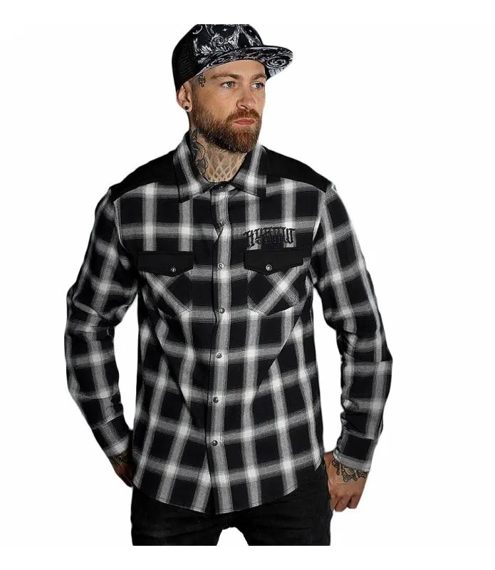 Camisa Hombre Disorder Cuadros blancos y negros manga Larga HYRAW FW22-M29