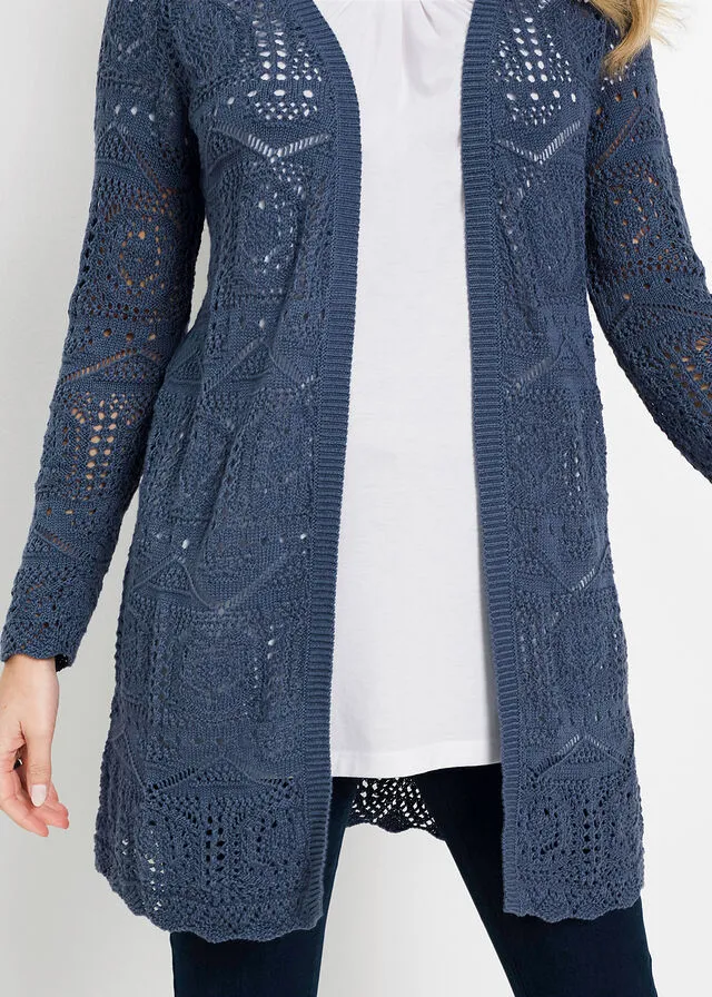 Chaqueta de punto larga Azul oscuro