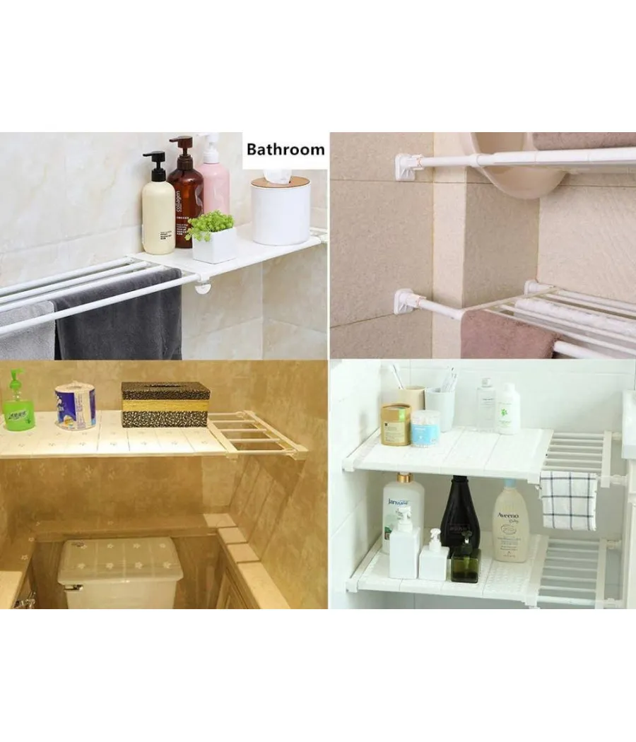 ESTANTE TELESCÓPICO PARA ARMARIO REGULABLE 24 CM EXTENSIBLE DE 50-80 CM ACERO
