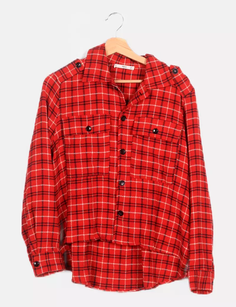 Mango Sobre camisa estampada cuadros bicolor