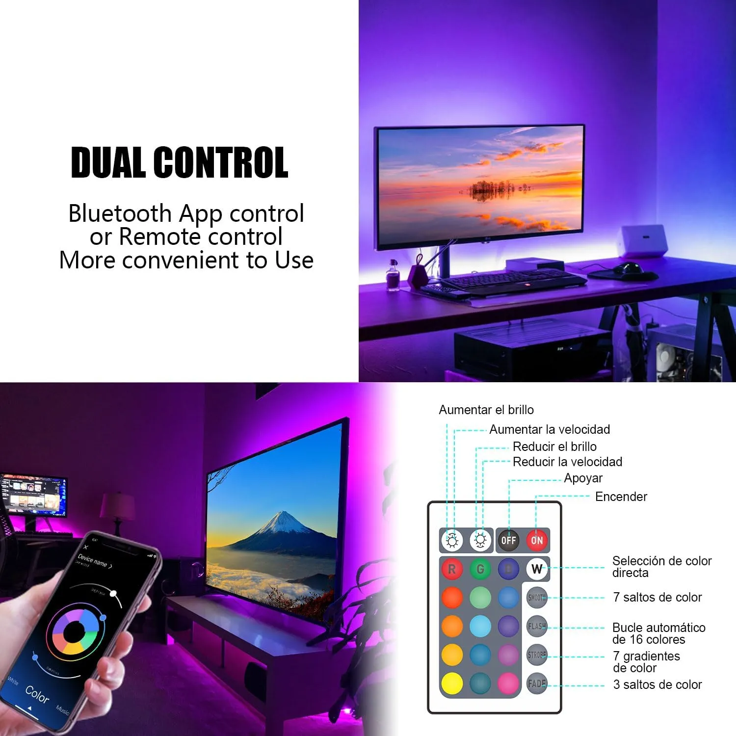 Mexllex Tira LED TV 4M, Luces Led TV RGB Luces Habitación 5050 con Aplicación y Control Remoto para Retroiluminación de TV de 55