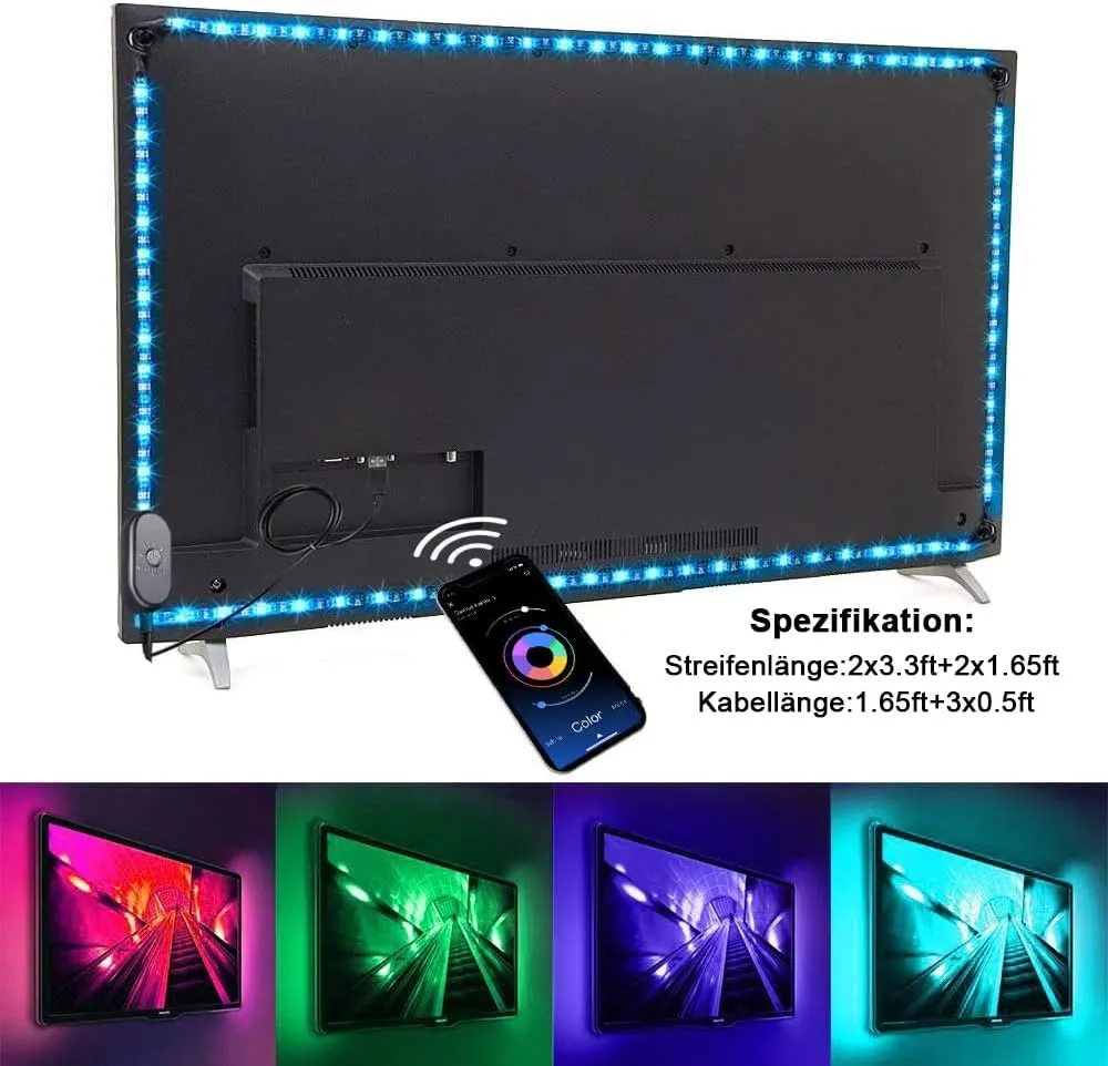 Mexllex Tira LED TV 4M, Luces Led TV RGB Luces Habitación 5050 con Aplicación y Control Remoto para Retroiluminación de TV de 55