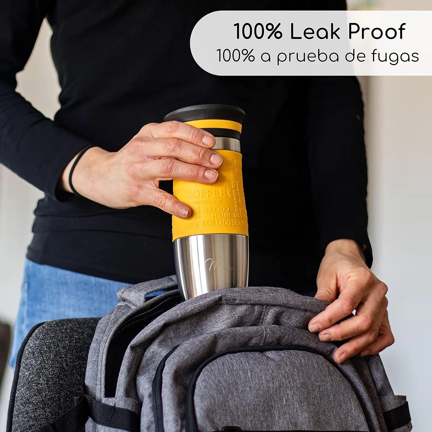 Milu Taza aislante de café y té para llevar 370ml 450ml - 100% a prueba de fugas - Taza de acero inoxidable para beber - vaso de
