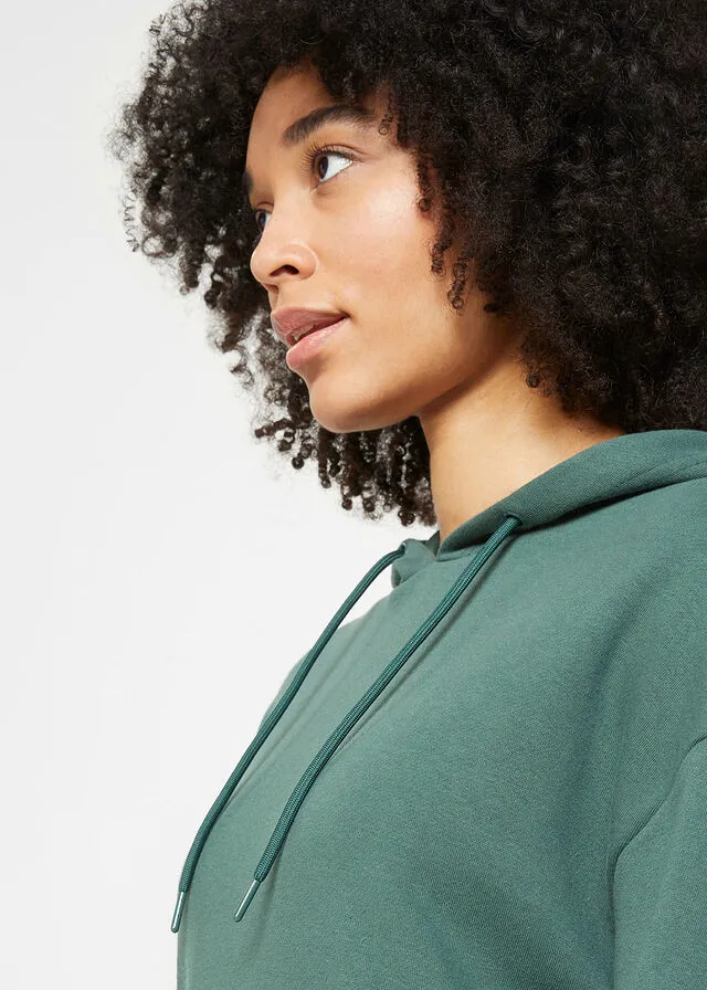 Vestido tipo sudadera con capucha, oversize verde sombra