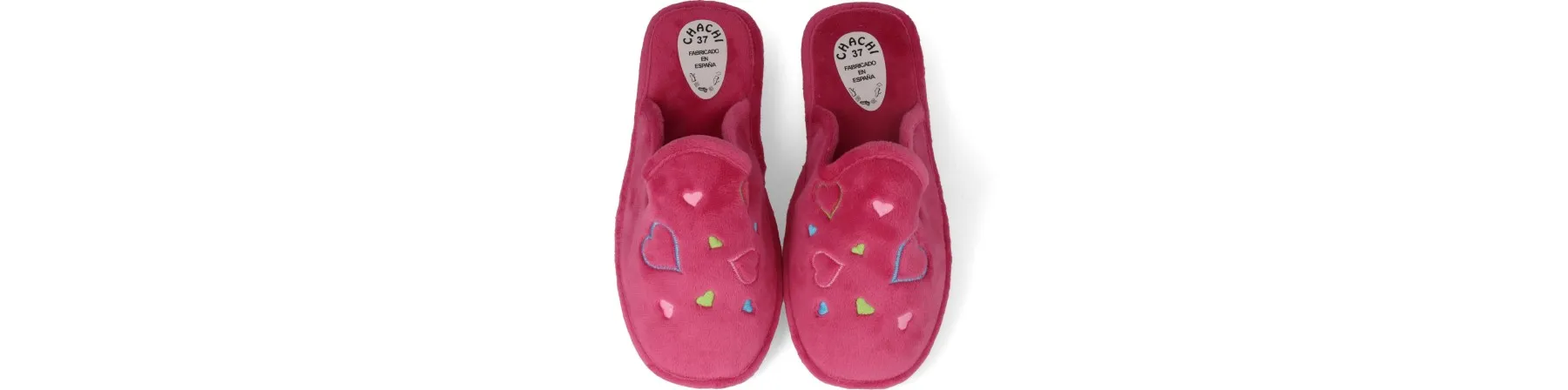 ZAPATILLAS DE CASA ABIERTA MUJER MOD. CORAZON ROSA