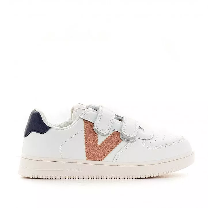 Zapatillas deporte Victoria con doble velcro y logo en cuero